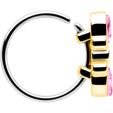 20G 5/16 Pink Gem Golden Crown Deluxe Nose Hoop