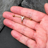 14G Gold Tone Cutie Easter Bunny Dangle Industrial Barbell 38mm