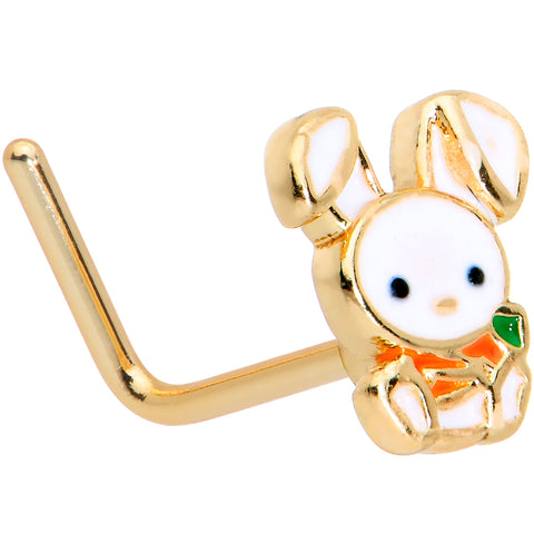 20G 7mm Gold Tone Cutie Easter Bunny L Shape Nose Ring