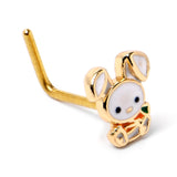 20G 7mm Gold Tone Cutie Easter Bunny L Shape Nose Ring