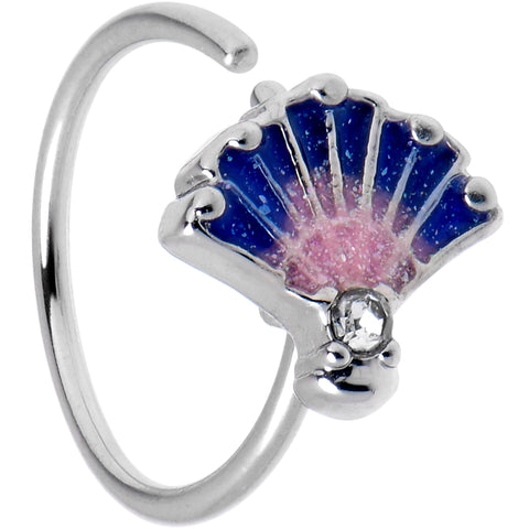 20G 5/16 Clear CZ Gem Mesmerizing Ocean Sea Shell Magic Nose Hoop