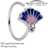 20G 5/16 Clear CZ Gem Mesmerizing Ocean Sea Shell Magic Nose Hoop