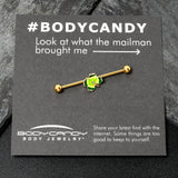 14G Clear Gem Gold Tone Lucky Shamrock Industrial Barbell 38mm