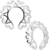 Filigree Hearts Clip On Fake Nipple Ring Set