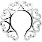 Filigree Hearts Clip On Fake Nipple Ring Set
