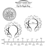 Filigree Hearts Clip On Fake Nipple Ring Set