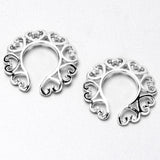 Filigree Hearts Clip On Fake Nipple Ring Set