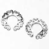 Filigree Hearts Clip On Fake Nipple Ring Set
