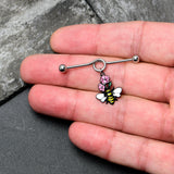 14G Busy Bee Flowers Dangle Project Bar 38mm