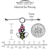 14G Busy Bee Flowers Dangle Project Bar 38mm