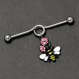 14G Busy Bee Flowers Dangle Project Bar 38mm