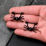 14G 9/16 Black Leggy Spiders Nipple Shield Set