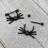 14G 9/16 Black Leggy Spiders Nipple Shield Set