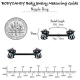 14G 9/16 Black Funky Skunk Barbell Nipple Ring Set