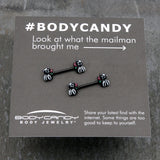 14G 9/16 Black Funky Skunk Barbell Nipple Ring Set