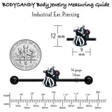 14G Black Funky Skunk Industrial Barbell 38mm