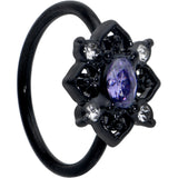 20G 5/16 Purple Gem Black Scrolling Hearts Nose Hoop