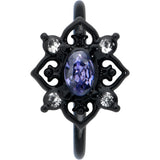 20G 5/16 Purple Gem Black Scrolling Hearts Nose Hoop