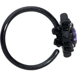 20G 5/16 Purple Gem Black Scrolling Hearts Nose Hoop