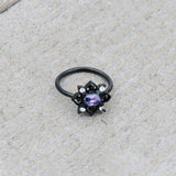 20G 5/16 Purple Gem Black Scrolling Hearts Nose Hoop