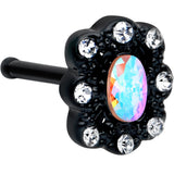 20G 1/4 Aurora Gem Black Filigree Fantasy Nose Bone
