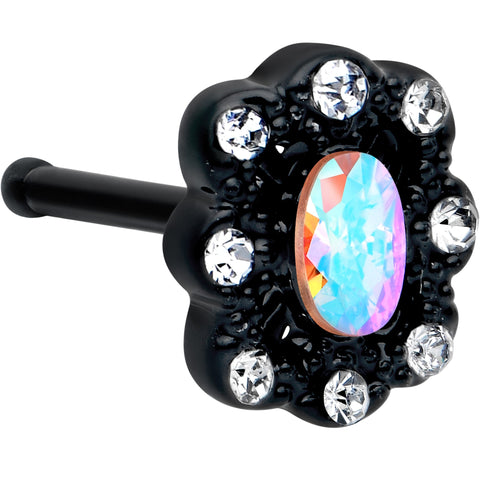 20G 1/4 Aurora Gem Black Filigree Fantasy Nose Bone