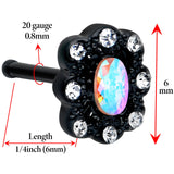 20G 1/4 Aurora Gem Black Filigree Fantasy Nose Bone