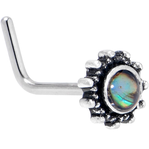 20G 7mm Brown Faux Shell Circle of Glam L Shape Nose Ring