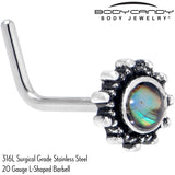 20G 7mm Brown Faux Shell Circle of Glam L Shape Nose Ring