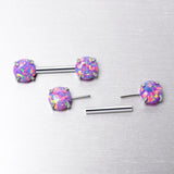 14G 1/2 Purple Synthetic Opal Threadless Barbell Nipple Ring Set