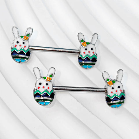 14G 9/16 Easter Bunny Egg Barbell Nipple Ring Set