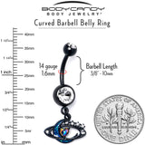 Aurora Clear Gem Black Saturn Space Moon Dangle Belly Ring