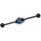 14G Aurora Gem Black Saturn Space Moon Industrial Barbell 38mm