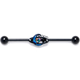 14G Aurora Gem Black Saturn Space Moon Industrial Barbell 38mm