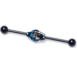 14G Aurora Gem Black Saturn Space Moon Industrial Barbell 38mm