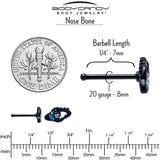 20G 7mm Aurora Gem Black Saturn Space Moon Nose Bone