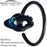 20G 5/16 Aurora Gem Black Saturn Space Moon Nose Hoop