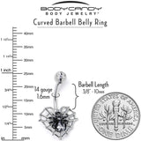 Clear CZ Gem Web Heart Black Spider Belly Ring