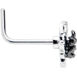 20G 1/4 Clear CZ Gem Heart of Spider L Shape Nose Ring