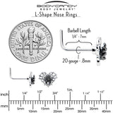 20G 1/4 Clear CZ Gem Heart of Spider L Shape Nose Ring