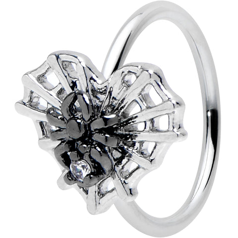20G 5/16 Clear CZ Gem Heart of Spider Nose Hoop