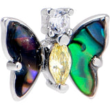 20G 7mm Yellow Clear Gem Dark Butterfly L Shape Nose Ring