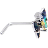 20G 7mm Yellow Clear Gem Dark Butterfly L Shape Nose Ring