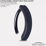 14G 3/8 Black 316L Surgical Steel Smooth Style Hinged Hoop Belly Ring