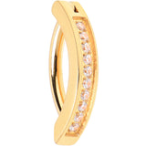 14G 3/8 Gold Tone CZ ASTM F-136 Implant Grade Titanium Hinged Hoop Belly Ring