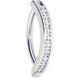 14G 1/2 Implant Grade Titanium CZ Paved Hinged Hoop Belly Ring