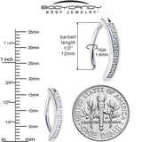 14G 1/2 Implant Grade Titanium CZ Paved Hinged Hoop Belly Ring