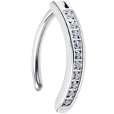 14G 1/2 Implant Grade Titanium CZ Paved Hinged Hoop Belly Ring