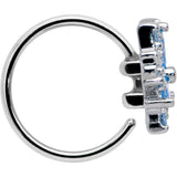 20G 5/16 Blue CZ Gem Snowflake Style Nose Hoop