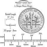 20G 1/4 ASTM F-136 Implant Grade Titanium 2mm Disc End L Shape Nose Ring